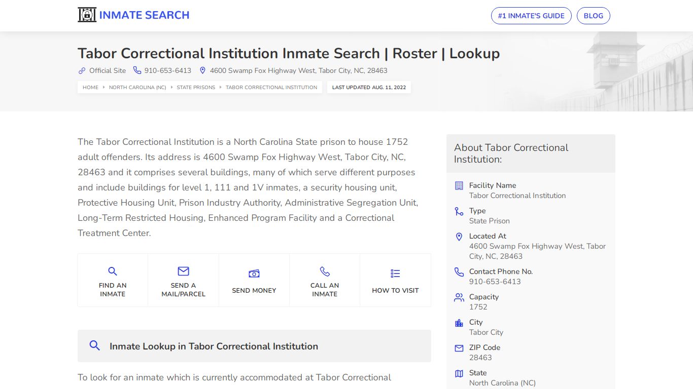 Tabor Correctional Institution Inmate Search | Roster | Lookup