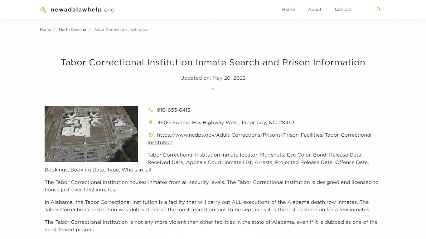 Tabor Correctional Institution Inmate Search, Visitation ...