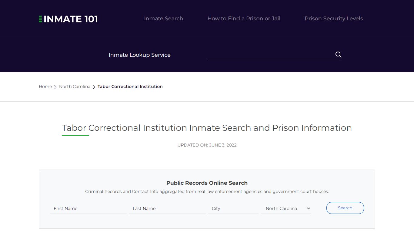 Tabor Correctional Institution Inmate Search, Visitation ...
